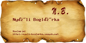 Nyúli Boglárka névjegykártya